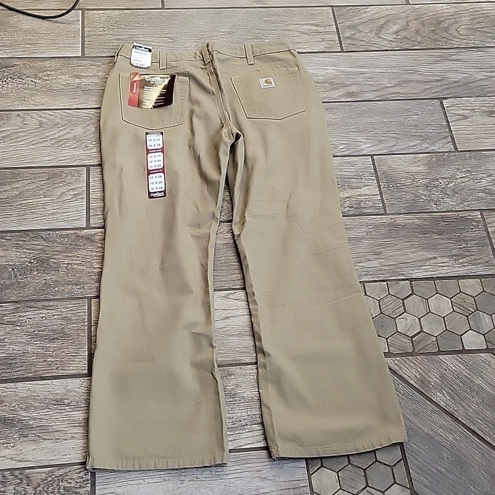 CARHARTT Tan Canvas Boot Cut Jeans Size 10 x 28